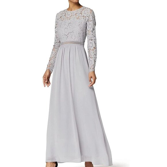 TRUTH & FABLE Womens Long Sleeve Lace Trim Bridesmaid Maxi Dress Gray Sz 3XL - Picture 3 of 9